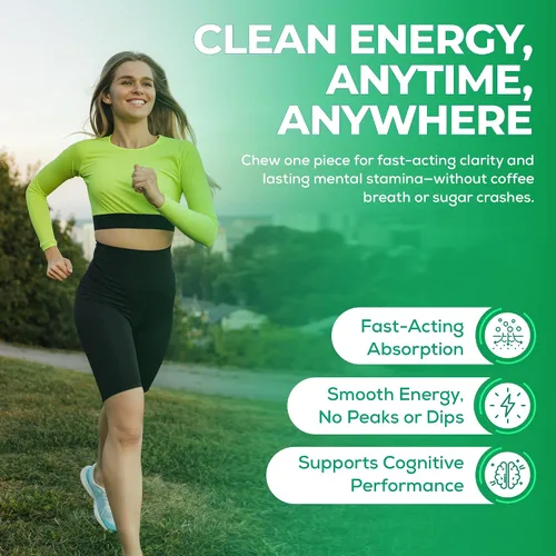 Miniatura 4 de UPLIFE Focus and Energy Mints - 120 unidades – Hecho en Estados Unidos – Goma de mascar de cafeína natural nootrópica de acción rápida de 40 mg
