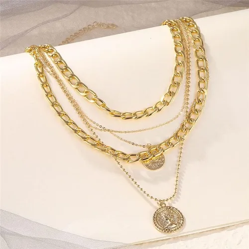 Miniatura 5 de INENIMARTJ Collares de oro en capas, gargantilla de cadena de eslabones gruesos para mujer, collar de hip hop punk de los años 80 y 90 para niñas
