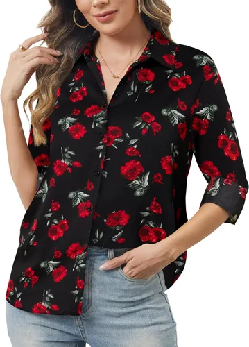 Miniatura 8 de Camisas de manga larga con botones para mujer, básicas, clásicas, suaves, con cuello a la moda, elegantes y casuales