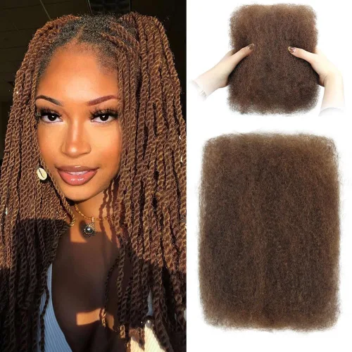 Miniatura 17 de Afro Kinkys - Extensiones de cabello humano trenzado a granel para torsión, 1 paquete de 1.76 oz (50 g), extensiones de rastas de reparación