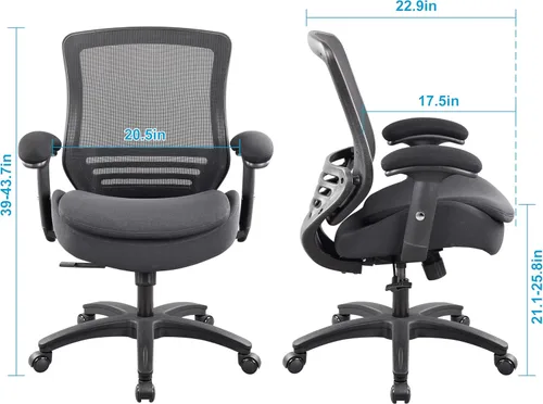 Miniatura 3 de BOLISS Silla de escritorio para computadora de oficina con respaldo medio, ergonómica, súper suave, con respaldo medio, con brazos ajustables (negro)