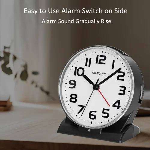 Miniatura 4 de FAMICOZY Reloj despertador con retroiluminación automática, silencioso sin tictac para personas mayores con problemas de visión, fácil