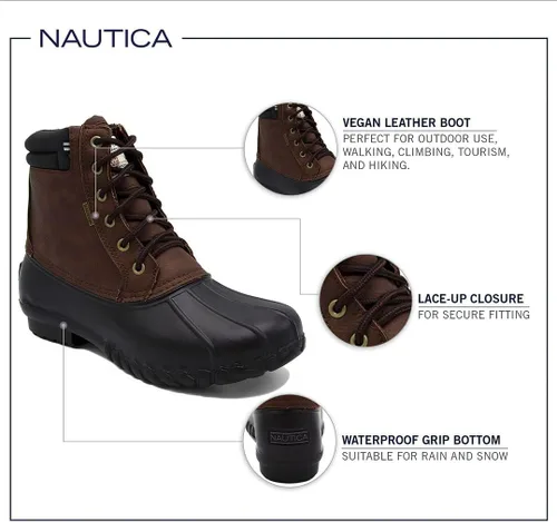 Miniatura 2 de NAUTICA Mens Duck Boots Waterproof Shell Insulated Snow & Rain Boot -Lace-Up Winter Shoe- Channing (WideMedium Width)
