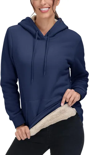 Miniatura 4 de MAGCOMSEN Sudaderas con capucha para mujer, con forro de sherpa, de vellón, para invierno, cálido, pesado, de algodón, con bolsillo