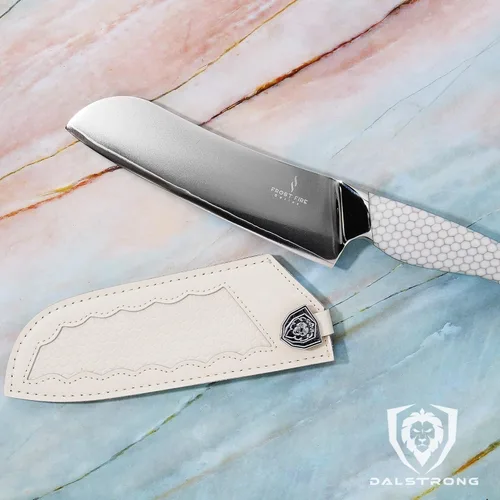 Miniatura 7 de Dalstrong Santoku - Cuchillo de 7 pulgadas - Serie Frost Fire - Acero inoxidable de alto cromo 10CR15MOV - Acabado de chorro de arena esmerilado