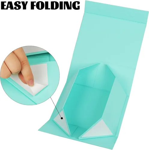 Miniatura 7 de CHARMGIFTBOX Cajas de regalo con tapas, 7.4 x 7.0 x 3.2 pulgadas, pequeña caja de regalo magnética azul Auqa con tarjeta, pequeñas cajas plegables
