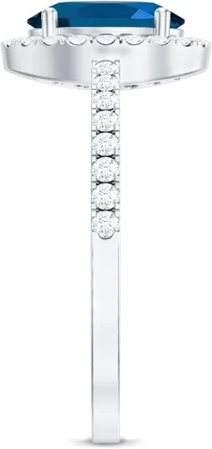 Miniatura 8 de Anillo de compromiso de topacio azul natural de Londres de 0.236 x 0.315 in, calidad AAA, anillo solitario de diamante de topacio azul, listo