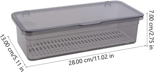 Miniatura 3 de Cabilock Caja de almacenamiento de drenaje de palillos con tapa, paquete de 2 unidades de 11.02 x 5.11 x 5.51 pulgadas, contenedor organizador