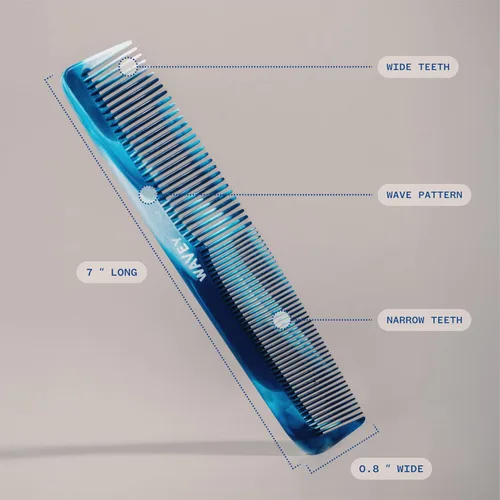 Miniatura 5 de WAVEY Peine de pelo de calidad para hombres y mujeres, plástico océano reciclado, 7 pulgadas de largo, perfecto para el hogar y los viajes, diente