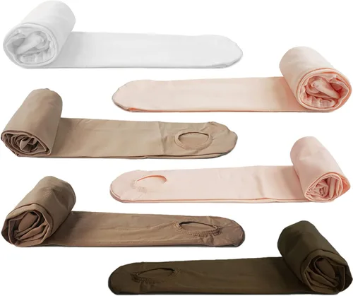 Miniatura 5 de DANCEYOU Mallas de baile para mujer, 2 pares de mallas de ballet convertiblescon pies para niñas, leggings opacos para niños pequeños, niños