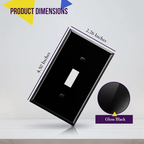 Miniatura 130 de ENERLITES Placa de Pared Metálica para Interruptor de Luz de Palanca, Acero Inoxidable 201, Resistente a la Corrosión, Tamaño Estándar 1-Gang 4.50