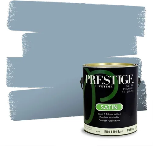 Miniatura 495 de Pintura Exterior + imprimación PRESTIGE, todo-en-uno, 1 galón, acabado mate, color comparable al Valspar* Royal Gray* VS151-Gris real