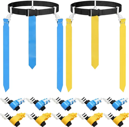 Miniatura 8 de Hungdao Cinturones y banderas de fútbol para 10/12 jugadores, cinturones de fútbol ajustables para niños, adolescentes, adultos, entrenamiento