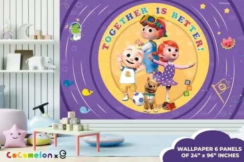 Miniatura 7 de JJ and His Brothers CoComelon - Papel tapiz para despegar y pegar, decoración de pared para niños CoComelon, decoraciones de Cocomelon para niños