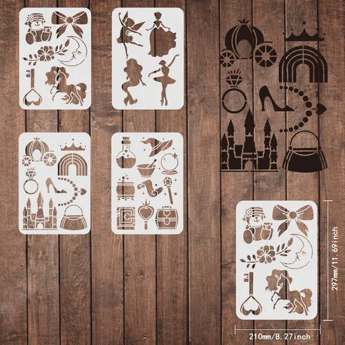 Miniatura 2 de FINGERINSPIRE 9 plantillas de plantillas de animales de 7.9 x 7.9 pulgadas, patrón de pintura de plástico – mono, oso, pájaro, elefante, ciervo