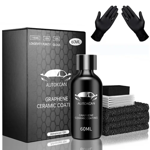 Recubrimiento Cerámico de Grafeno (60ML), Recubrimiento Cerámico 10H para Coches, Kit de Recubrimiento Nano Antiarañazos de Alto Brillo, Protección