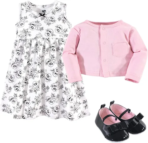 Miniatura 2 de Hudson Baby Baby Girls' Cotton Dress, Cardigan and Shoe Set