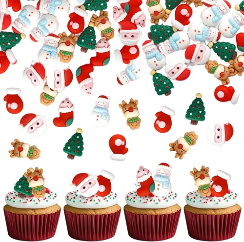 Miniatura 22 de Paquete de 24 Adornos para Cupcakes de Feliz Navidad, Adornos para Cupcakes para Revelación de Género, Adornos para Cupcakes de Árbol de Navidad, 5