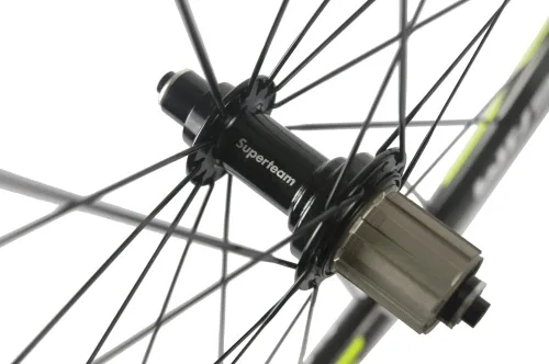 Miniatura 6 de Superteam Ruedas de Bicicleta de Carretera de Fibra de Carbono 700C, Juego de Ruedas Clincher de 50mm, Mate de 23 de Ancho Amarillo fluorescente