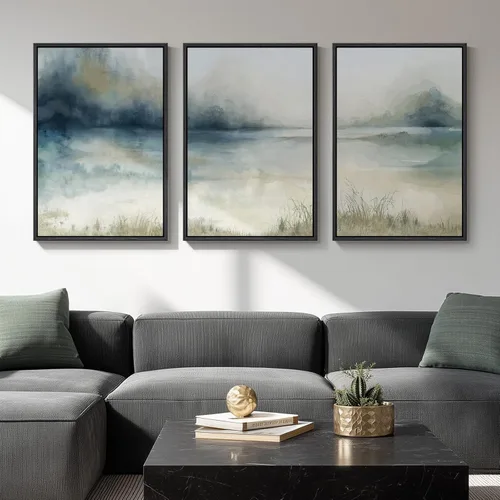 Miniatura 20 de Framed Sage Green Abstract Landscape Wall Art for Bedroom, 3 Piece Modern Canvas Prints Paintings Artwork for Walls, Minimalist Nature Pictures for