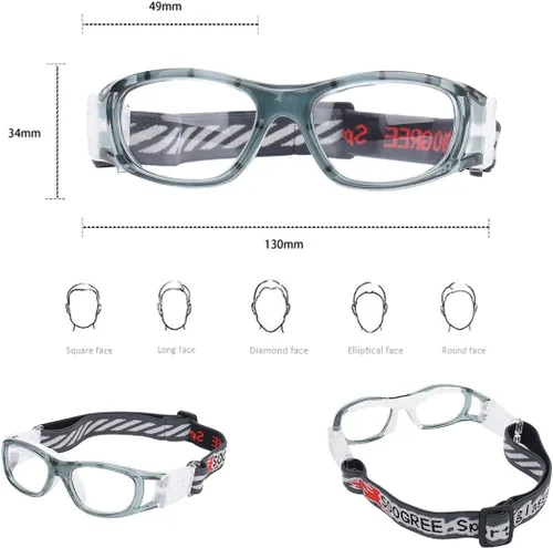 Miniatura 2 de N/A'' Gafas deportivas para niños, baloncesto, fútbol, entrenamiento, seguras, antiniebla, 7-12 Marco gris almohadilla blanca