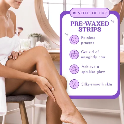 Miniatura 4 de MOOM Express - Tiras de cera listas para usar para depilación - Tiras de cera para cuerpo y piernas - Tiras de cera para mujeres con manzanilla