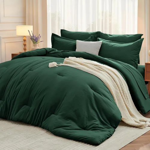 Miniatura 59 de MUXHOMO Juego de edredón de 5 piezas Twin XL, cama suave en una bolsa tamaño Twin XL, juego de ropa de cama para todas las estaciones con edredón