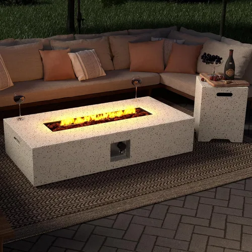 Miniatura 10 de SUNBURY Mesa de fuego de propano para exteriores de 35 pulgadas, mesa de fuego gris para patio de 50,000 BTU, mesa de fuego cuadrada de gas