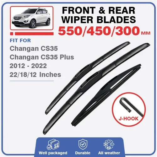 Miniatura 2 de Limpiaparabrisas delantero y trasero compatible con Changan CS35 2012-2022 CS35 Plus 2012-2022 CS35 Plus, arandela de ventana trasera, compatible