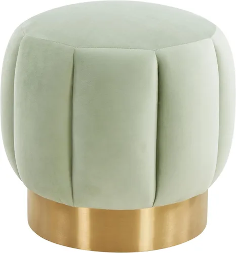 Miniatura 15 de SAFAVIEH Couture Collection Maxine Glam - Otomana redonda tapizada de terciopelo negro/canal dorado para sala de estar, dormitorio, taburete