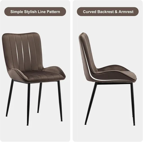 Miniatura 8 de TUKAILAi Juego de 2 sillas de comedor tapizadas de terciopelo con patas de metal resistentes, silla de escritorio moderna de terciopelo de mediados