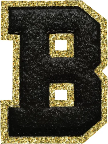 Miniatura 123 de Parches de letras termo-adhesivas de felpilla para chaquetas, parches de letras universitarias con brillantina para planchar en la letra azul A