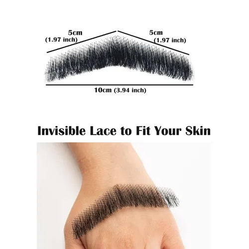 Miniatura 2 de Bigote falso realista para hombres, pelo facial de barba falsa, maquillaje de barba falsa de encaje para adultos, barba falsa para hombres, barba