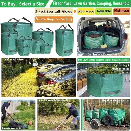 Miniatura 2 de Paquete de 2 bolsas profesionales grandes de 63 galones para césped y jardín, bolsas de basura grandes (31 pulgadas de alto, 19 pulgadas de alto)