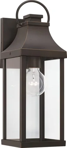 Miniatura 7 de Capital Lighting 946411BK Bradford - Farol de pared para exteriores de cristal transparente, 1 luz de 100 vatios, 17 pulgadas de alto x 6 pulgadas
