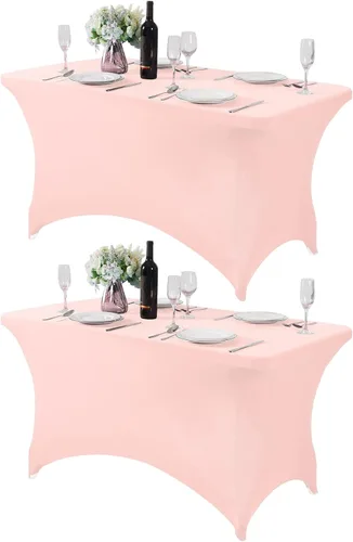 Miniatura 55 de Mantel de elastano para mesas de 4, 6 u 8 pies, mantel elástico universal ajustable para fiestas, banquetes, bodas y eventos - Verde manzana