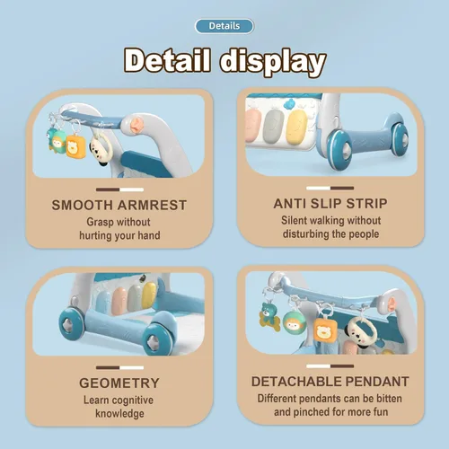 Miniatura 7 de Caterbee 2 en 1 Baby Piano Play Mat & Standing Toy con música y luz (azul)