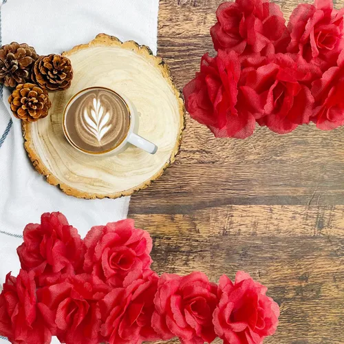 Miniatura 3 de 70 unidades de rosas artificiales de seda, cabeza de rosa falsa, cabezas de rosas para el día de San Valentín, bodas, centros de mesa de Navidad