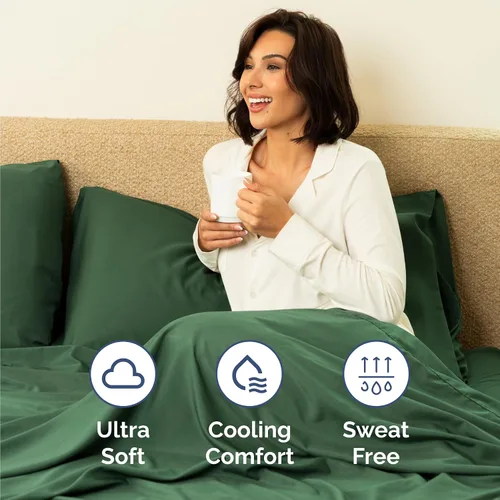 Miniatura 4 de Juego de sábanas Queen de 6 piezas, sábanas transpirables y refrescantes, sábanas de hotel, ropa de cama con bolsillos profundos y fácil ajuste, 17