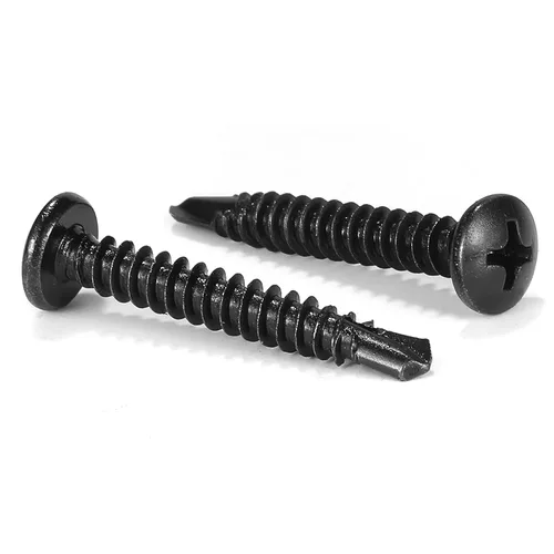 Miniatura 10 de #8 x 1 Tornillos de chapa metálica 100 piezas 410 tornillos Tek de cabeza plana de acero inoxidable Tornillos autorroscantes rápidos Óxido negro por