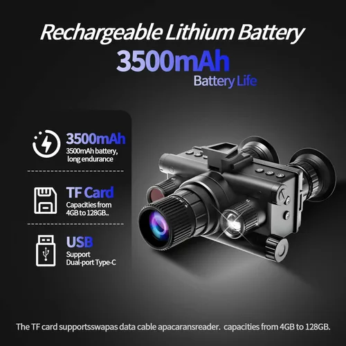 Miniatura 6 de Gafas de visión nocturna con infrarrojos digitales 4K para adultos, gafas militares tácticas de visión nocturna binoculares con tarjeta de memoria