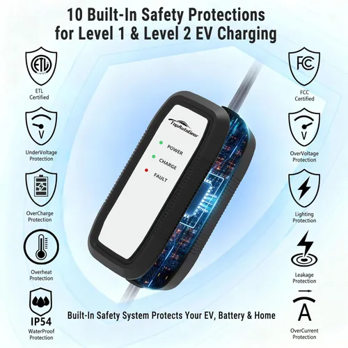 Miniatura 6 de Cargador Tesla portátil de nivel 1/nivel 2 de 16 A Conector NACS Enchufe NEMA 6-20 y adaptador 5-15 para Tesla Model 3/Y/S/X y todos