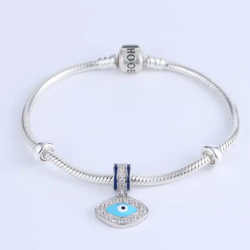 Miniatura 2 de ABUN Colgante de plata de ley 925 con circonita transparente para pulsera europea