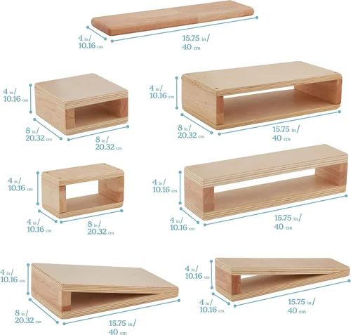 Miniatura 2 de ECR4Kids - Juego de bloques y arcos apilables de madera, juguetes Montessori, natural, 18 piezas