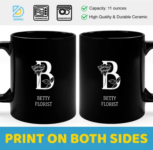 Miniatura 3 de Taza de café con inicial floral con nombre, taza personalizada para mujeres para hombres, regalos monogramados, letras de café personalizadas