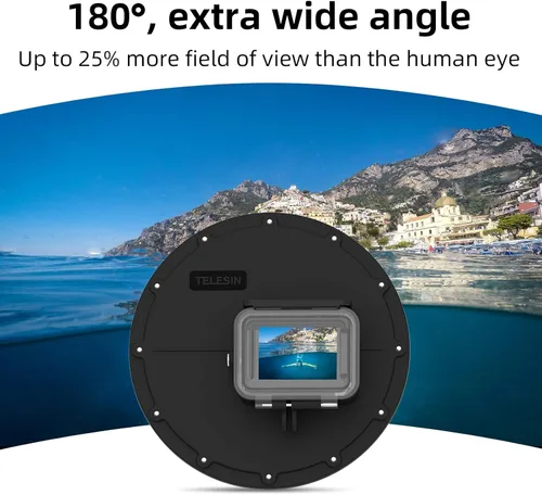 Miniatura 5 de TELESIN Puerto de cúpula para GoPro Hero 12 Hero 11 Hero 10 Hero 9 Negro, carcasa impermeable caso submarino buceo buceo protector con mango