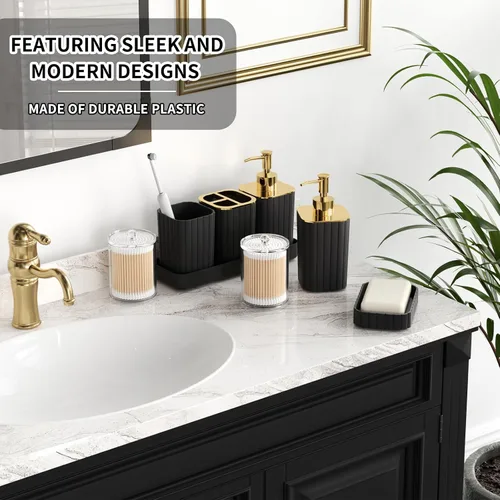 Miniatura 6 de XLHOMO Juego de baño – Juego de baño de 26 piezas con cortina de ducha y alfombras, juego de accesorios de baño, juego de accesorios de baño negro