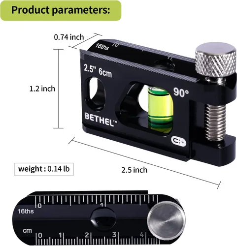 Miniatura 2 de Nivel de torpedo BETHEL, nivel de billete magnético tipo torpedo, Verti, construcción de aleación de aluminio, ranura en V y pista magnética