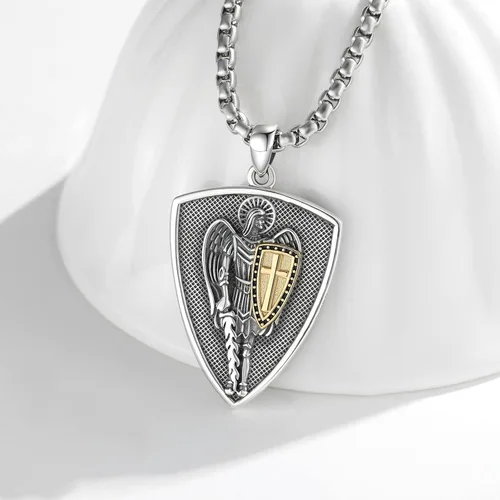 Miniatura 46 de Collar de plata de ley 925 con medalla de San Patrón, colgante de protección católica, amuleto, joyería religiosa para hombres y mujeres