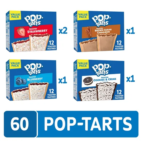 Miniatura 6 de Pop-Tarts - Tostadas, alimentos para el desayuno, bocadillos para niños, paquete variado (60 Pop-Tarts)